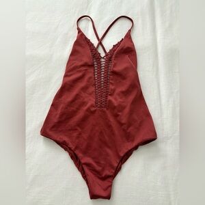 Billabong Rust Crochet Accent Swimsuit